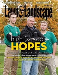Students with Landscaper on cover of "Lawn & Landscape"